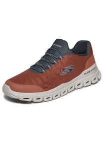 Slip-On Sneaker Skechers "GLIDE-STEP-NOLTEK", Herren, Gr. 44, braun (orange, grau), Textil, Schuhe Slip-On Sneaker, Schlupfschuh, Halbschuh, Freizeitschuh, mit Gummizug