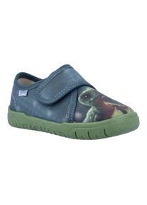 Hausschuh Richter "Matz", M&auml;dchen, Gr. 25, blau (gr&uuml;n), Baumwolle, kontrastfarbene Details, Schuhe Hausschuh, Halbschuh, Kinderschuh, Kontrastbes&auml;tzen, Gr&ouml;&szlig;enschablone zum Download