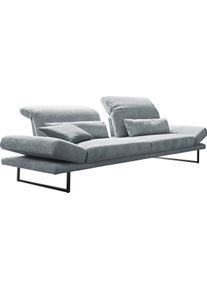 3-Sitzer 3C CANDY "Mallow Designsofa mit Komfortfunktionen, modern und bequem", grau, B:258cm H:83cm T:103cm, 100% Polyester, Sofas, 3-Sitzer, Verstellbare Armlehne und Kopfteil, manuelle Sitztiefenverstellung