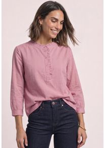 R&uuml;schenbluse Street One, Damen, Gr. 46, vintage blush, Web, Obermaterial: 100% Baumwolle, Strukturmuster, h&uuml;ftlang, Rundhals, 1-Knopf-Manschette, Blusen R&uuml;schenbluse, Rundhalsausschnitt mit dekorativer Knopfleiste und R&uuml;schen