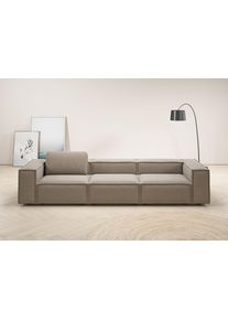 3,5-Sitzer Home Affaire "Watertown, modernes Big-Sofa XXL, 336 cm Breite, auch in Feincord", grau (taupe), B:336cm H:68cm T:98cm, 100% Polyester, Sofas, 3 5-Sitzer, Riesiges Designersofa mit viel Platz & weichen Bez&uuml;gen in Trendfarben