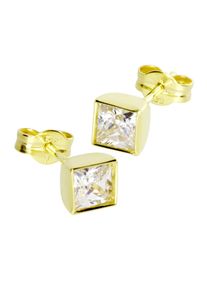 Paar Ohrstecker OSTSEE-SCHMUCK "OSTSEE-SCHMUCK Ohrstecker Anna 5x5 mm Ohrstecker Anna 5x5 mm", gelb (wei&szlig;, neutral), Ohrringe, Damen, 5x5mmquadratisch, Gelbgold 333, Paar Ohrstecker
