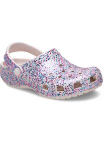 Clog Crocs "Classic Fleece Lined Clog K", M&auml;dchen, Gr. 36, bunt (cocoa cream), Croslite&trade;, kontrastfarbene Details, Schuhe Clog, Schlupfschuh, Hausschuh mit schwenkbarem Fersenriemen, Glitter-Optik