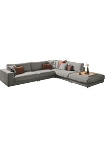 Ecksofa 3C CANDY "Enisa II, bequem und komfortabel, gro&szlig;es Familiensofa, L-Form", grau (anthrazit), B:365cm H:86cm T:322cm, 100% Polyester, Sofas, Ecksofa, incl. 3 Flatterkissen, wahlweise mit Flecken-Schutz-Bezug Easy care