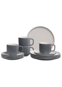 Ritzenhoff & Breker Geschirr-Set RITZENHOFF & BREKER "Kaffeeservice Jasper 12er Set", grau, 12, Keramik, Geschirr-Sets, Geschirr-Set, Sp&uuml;lmaschinengeeignet