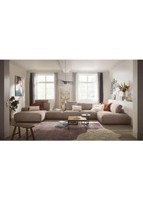 Wohnlandschaft Musterring "Lucia bequem und viel Platz, U-Form", grau (taupe), B:504cm H:81cm T:204cm, Sofas, Wohnlandschaft, Cord-Bezug, inklusive Kopfst&uuml;tze, Gesamtbreite 524 cm