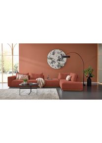 Wohnlandschaft Musterring "JustB PM200 bequem, wahlw. Sitzvorzug, Breite 395cm, Holzsockel", rusty, B:395cm H:78cm T:202cm, 100% Polyester, Sofas, Wohnlandschaft, Anreihsofa Armlehne links, Eckteil rechts und Hocker. Ohne Sitzvorzug