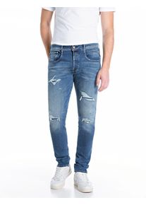 Slim-fit-Jeans Replay "ANBASS", Herren, Gr. 31, L&auml;nge 32, blau (medium blau 226), Denim/Jeans, Obermaterial: 99% Baumwolle, 1% Elasthan, slim fit normal, Jeans Slim-fit-Jeans