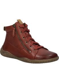 Barfu&szlig;schuh Josef Seibel "Wynona 15", Damen, Gr. 40, schwarz-wei&szlig; (bordeaux), Leder, Schuhe Barfu&szlig;schuh, Schn&uuml;rboots mit zwei Rei&szlig;verschl&uuml;ssen, Weite G (=weit)