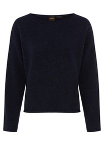 Rundhalspullover BOSS Orange "Follettino Premium Damenmode", Damen, Gr. M, dunkelblau 408, Strick, Obermaterial: 43% Alpaka, 29% Wolle, 28% Polyamid, unifarben, relaxed fit h&uuml;ftbedeckend, Rundhals, Rollkante, Pullover Rundhalspullover, mit Alpaka und Wolle, Relaxed Fit