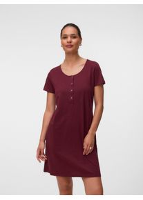 Umstandsnachthemd MAMALICIOUS "MLMIRA SOLID JRS NIGHTGOWN 2F A. E. NOOS", Damen, Gr. XS, N-Gr, rot (windsor wine), Jersey, Obermaterial: 100% Baumwolle, unifarben, regular fit kniefrei, Rundhals, Kleider Umstandsnachthemd, aus Baumwolle, Regular Fit, mit Rundhalsausschnitt, kniefrei