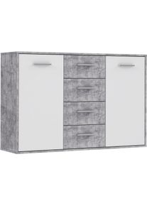 Sideboard FORTE "Sideboard, verschiedene Dekore, Schubk&auml;sten", grau (betonoptik lichtgrau, wei&szlig;), B:122,6cm H:81,7cm T:34,2cm, Spanplatte, Sideboards, Sideboard, B/H/T 122,6/81,7/34,2 cm, Stauraum