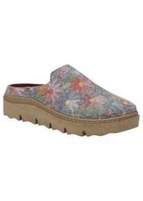 Hausschuh Josef Seibel "Charmaux 01", Damen, Gr. 42, bunt (grau multi), Filz, gebl&uuml;mt, Basic, Schuhe Hausschuh, Pantoffel, Slipper mit modischer Plateausohle, Weite G (=weit)