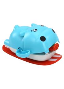 Lean Toys Ein aufziehbares Badespielzeug Nilpferd auf einem Brett