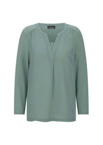 Kurzarmbluse GOLDNER "Kurzgr&ouml;&szlig;e Elegantes Chiffonshirt mit Jersey-Details", Damen, Gr. 20, gr&uuml;n (salbei), Obermaterial: 50% Polyester PES. 47% Viskose CV. 3% Elasthan EL., eng Gerade, Blusen Kurzarmbluse, Schlitz