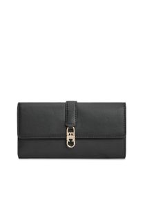Geldb&ouml;rse Tommy Hilfiger "TH LIBRE LARGE FLAP WALLET", Damen, schwarz, Lederimitat, Textil, Kleinlederwaren Geldb&ouml;rse, Damen Portemonnaie, Geldbeutel in elganter Optik