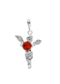 Kettenanh&auml;nger OSTSEE-SCHMUCK "OSTSEE-SCHMUCK Anh&auml;nger Elfe Anh&auml;nger Elfe", wei&szlig; (wei&szlig;, neutral), Schmuckanh&auml;nger, Damen, 38x20mm, Silber 925 (Sterlingsilber), 3,6 g, Kettenanh&auml;nger