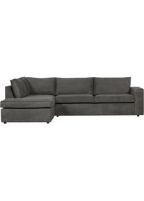 Ecksofa Woood "Thomas Rechts Bezug mit Steppnaht, H 92 x B 283 x D 197 cm", grau (dunkelgrau), B:283cm H:92cm T:197cm, Sofas, Ecksofa, Tragkraft 400 kg, Losse Sitz- und R&uuml;ckenkissen, Pfleiglicht