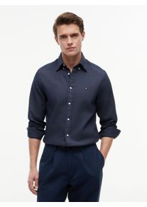 Langarmhemd Tommy Hilfiger "FLEX POP MINI DOBBY RF SHIRT", Herren, Gr. XXL (58), N-Gr, carbon navy, Web, Obermaterial: 100% Baumwolle, regular fit normal, 1-Knopf-Manschette, Hemden Langarmhemd, Regular Fit Dobby Structure