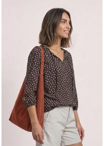 Druckbluse Street One, Damen, Gr. 40, schwarz coffee, Web, Obermaterial: 100% Viskose, gepunktet, l&auml;ssig geschnitten h&uuml;ftbedeckend, Rundhals, 1-Knopf-Manschette, Blusen Druckbluse, 3/4-Arm Tunika mit Split Neck / mit Punkten, Topseller
