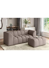 3-Sitzer OTTO HOME "TUURE Verl&auml;ssliche Qualit&auml;t, moderne Steppung, Breite 227cm", braun, B:227cm H:81cm T:94cm, 100% Polyester, Sofas, 3-Sitzer, Bubble Optik, hoher Sitzkomfort, Wellenunterfederung