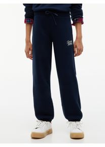 Sweathose Tommy Hilfiger "TOMMY SCRIPT SWEATPANTS", M&auml;dchen, Gr. 3 (98), N-Gr, blau (dunkelblau), Sweatware, Obermaterial: 68% Baumwolle, 32% Polyester, unifarben, regular fit lang, Hosen Sweathose, Regular Fit, Elastische B&uuml;ndchen, Kinder bis 16 Jahre