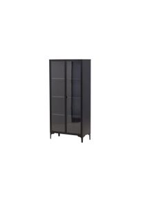 Vitrine VENTURE HOME "Piring, hoher Stauraumschrank, 2 T&uuml;ren, H&ouml;he 190 cm", schwarz, B:90cm H:190cm T:40cm, Glas, Stahl, Schr&auml;nke, Vitrine, Hochschrank, Pulverbeschichtung, Glast&uuml;ren, hoch, anspruchsvoll