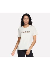 T-Shirt Skechers "Women's Tshirt", Damen, Gr. S, egret, Obermaterial: 60% Baumwolle, 40% Polyester, normal, Rundhals, Shirts T-Shirt, f&uuml;r Erwachsene, mit Rundhalsausschnitt, aus Baumwolle und Polyester
