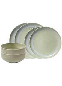 Geschirr-Set "Basic-Set Perlemor Alga 6er Set gr&uuml;n", gr&uuml;n, 6, Porzellan, LIKE. BY VILLEROY & BOCH, Geschirr-Sets, Geschirr-Set, Sp&uuml;lmaschinengeeignet, Mikrowellenfest, Ofenfest
