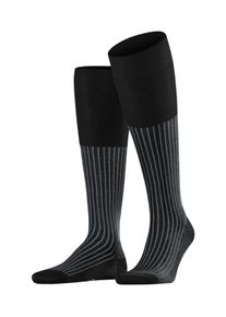 Kniestr&uuml;mpfe Falke "Oxford Stripe", Herren, Gr. 41-42, schwarz (schwarz, mix (3010)), Obermaterial: 86% Baumwolle CO. 14% Polyamid PA., glatt, Socken Kniestr&uuml;mpfe