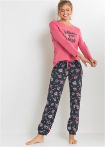 Pyjamas av ekologisk bomull - rosa - storlek 52/54 (XXL) - bonprix