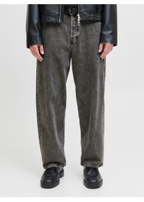 Jack & Jones Relax-fit-Jeans JACK & JONES "JJIALEX JJBASIC SQ 734 NOOS", Herren, Gr. 34, L&auml;nge 30, grau (schwarz denim), Denim/Jeans, Obermaterial: 100% Baumwolle, leichte Abriebeffekte, relaxed fit lang, Jeans Relax-fit-Jeans, Baumwolle, baggy fit