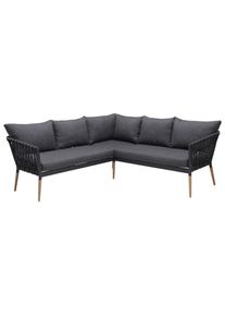 Ambia Garden Garteneckbank, Dunkelgrau, Holz, Metall, Textil, Teakholz, Hartholz, 205.7x205.7 cm, Gartenm&ouml;bel, Gartengarnituren, Gartenm&ouml;bel-Sets