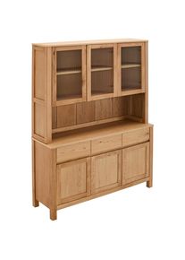 Mid.you Buffet, Naturfarben, Holz, Glas, Holzwerkstoff, Eiche, 43 F&auml;cher, 3 Schublade(n) Schubladen, 140x190x40 cm, K&uuml;chen, K&uuml;chenm&ouml;bel, Buffetschr&auml;nke