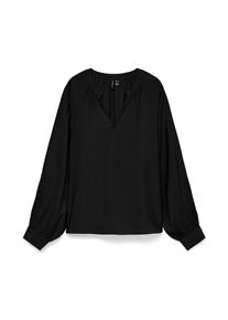 V&eacute;ro Moda Langarmbluse VERO MODA "VMLOUISA LS TOP WVN NOOS", Damen, Gr. S, schwarz, Web, Obermaterial: 87% Viskose, 13% Polyester, unifarben, loose fit normal, V-Ausschnitt, Blusen Langarmbluse, Viskosemischung, loose fit