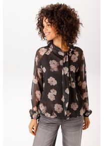 Schlupfbluse Aniston CASUAL, Damen, Gr. 42, schwarz (anthrazit, braun, hellbeige, altrosa, braun, bordeaux, pink, dunkelgr&uuml;n), Georgette, Obermaterial: 99% Polyester, 1% metallisierte Faser (LUREX). Futter: 100% Polyester, Glanzfaden, bedruckt, gebl&uuml;mt, figurumspielend h&uuml;ftlang, V-Ausschnitt, Raglan&auml;rmel elastischer Bund mit Gummizug, Blusen Schlupfbluse, mit Glanzf&auml;den im romantischen Rosendruck 