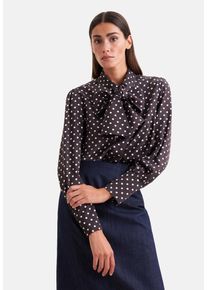 Klassische Bluse Seidensticker, Damen, Gr. 4XL (48), schwarz-wei&szlig; (braun), 100% Viskose, gemustert, regular fit, ohne Ausschnitt, Blusen Klassische Bluse, 1/1 Kragen Druck