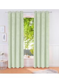 Vorhang OTTO HOME "Velvet Uni" Gr. 4, gr&uuml;n, B:140cm H:245cm, Polyester, Polyester, Gardinen, Vorhang, Blickdichter Samt, 2-er Set, edel, Gardine, multifunktional