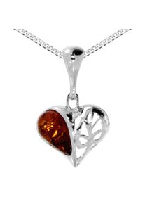 Kette mit Anh&auml;nger OSTSEE-SCHMUCK "OSTSEE-SCHMUCK Kette mit Anh&auml;nger Herz 15 mm" Gr. 40, silber (wei&szlig;, neutral), Halsketten, Damen, 40cm, Silber 925 (Sterlingsilber), L: 40, Kette mit Anh&auml;nger