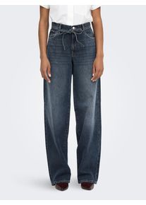Straight-Jeans Only "ONLGIANNA MW STRAIGHT DNM DOT003 NOOS", Damen, Gr. 30, L&auml;nge 30, special blau grau denim, Denim/Jeans, Obermaterial: 100% Baumwolle, unifarben, lang, Jeans Straight-Jeans, Baumwolle
