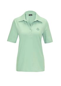 Poloshirt GOLDNER "Kurzgr&ouml;&szlig;e Baumwollshirt mit Polokragen", Damen, Gr. 21, gr&uuml;n (mintgr&uuml;n), Obermaterial: 95% Baumwolle CO. 5% Elasthan EL., Tubular, Shirts Poloshirt, Tonige Kn&ouml;pfe in Perlmuttoptik