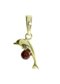 Kettenanh&auml;nger OSTSEE-SCHMUCK "OSTSEE-SCHMUCK Anh&auml;nger Delphin Anh&auml;nger Delphin", gelb (wei&szlig;, neutral), Schmuckanh&auml;nger, Damen, 25x14mm, Silber 925 (Sterlingsilber), 1,5 g, Kettenanh&auml;nger
