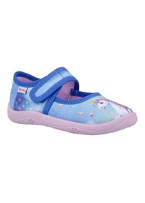 Hausschuh Richter "Mia", M&auml;dchen, Gr. 32, blau (blau kombiniert), Baumwolle, Schuhe Hausschuh, Kinderschuh mit seitlichem Label, Gr&ouml;&szlig;enschablone zum Download