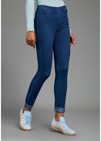 Jeansjeggings Arizona "im 4 Way Stretch, Quer- und L&auml;ngselastisch, Skinny", Damen, Gr. 36, N-Gr, blau (mid blau washed), Denim/Jeans, Obermaterial: 57% Baumwolle, 31% Polyester, 12% Elasthan, unifarben, skinny fit, Jeans Jeansjeggings, Skinny Fit, extra enge Beinform, normale Leibh&ouml;he, unifarbene Optik