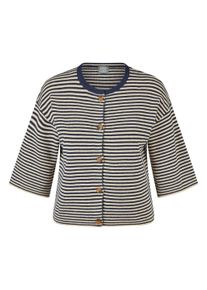 Cardigan Rabe, Damen, Gr. 48, pazifik, Strick, Obermaterial: 50% Polyester, 30% Viskose, 20% Polyamid, geringelt, gestreift, bequem h&uuml;ftbedeckend, Rundhals, Strickjacken Cardigan, im Streifen-Design und mit Knopfverschluss