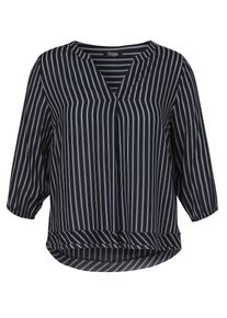 Shirtbluse frapp "frapp Bluse", Damen, Gr. 54, blau (navy, wei&szlig;), Obermaterial: 100% Viskose CV., gestreift, relaxed fit, V-Ausschnitt, Blusen Shirtbluse, Gro&szlig;e Gr&ouml;&szlig;en