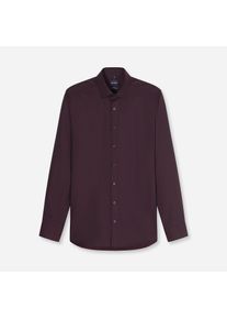 Langarmhemd OLYMP "Level Five", Herren, Gr. 44, N-Gr, lila (bordeaux), Web, Obermaterial: 97% Baumwolle, 3% Elastolefin, normal, 2-Knopf-Manschette, Hemden Langarmhemd, Businesshemd, Body Fit, Kentkragen