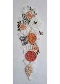 Fensterbild Stickereien Plauen "Fensterbild Weihnachtskugeln", bunt, Polyester, Fensterbilder, Fensterbild, echte Plauener Stickerei