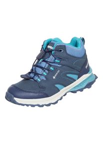 Wanderschuh Meindl "Meindl Kivo Junior Mid GTX jeans/t&uuml;rkis", Jungen, Gr. 34, jeans, Mesh, Veloursleder, mehrfarbig, Schuhe Wanderschuh, Herausnehmbares Best-Fit-Fu&szlig;bett f&uuml;r optimalen Sitz bei Kinderf&uuml;&szlig;en