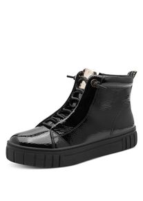 Slip-On Sneaker Marco Tozzi, Damen, Gr. 38, schwarz, Lacklederimitat, Lederimitat, unifarben, Schuhe Slip-On Sneaker, Plateau, Boots, Slip On mit elastischem Schn&uuml;rsenkeln
